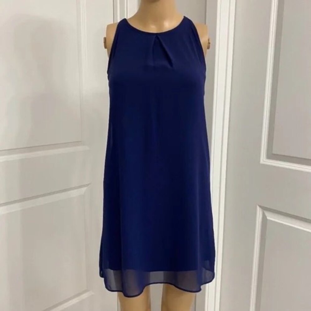 BCX Women's Sleeveless Overlay Dress. Navy Blue. XXS. Party. WorkWear. Casual.